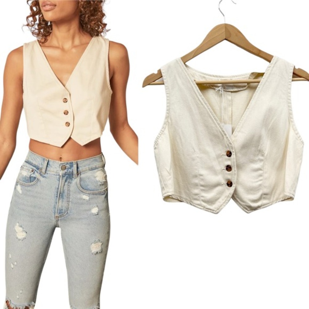 Boyish Cream Button-Front Vest